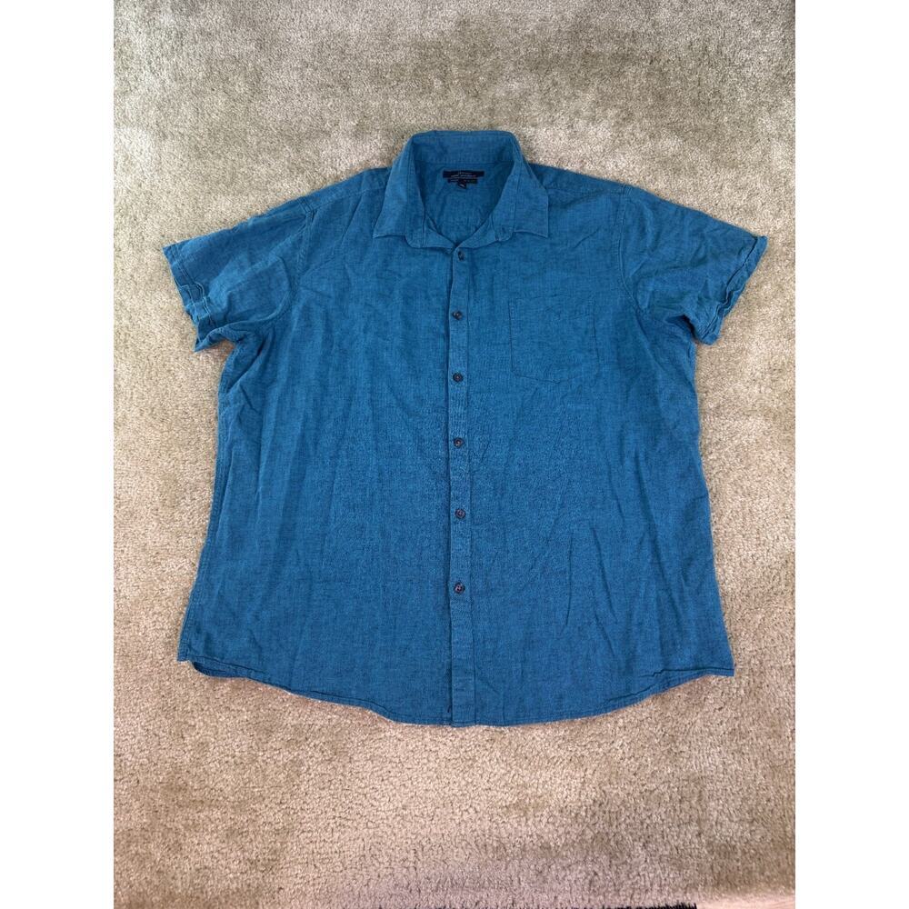 Marc Anthony Shirt Mens XXL Linen Blend Slim Fit Short Sleeve Button Up D487